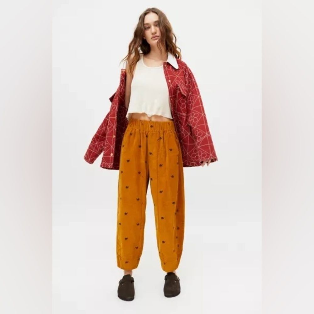 Urban Outfitters Snail Corduroy Pants Mustard Yellow 100% Cotton Small